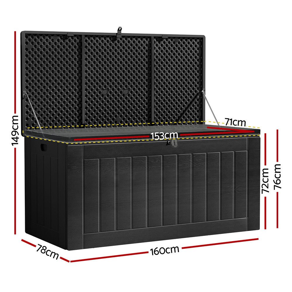 Gardeon Outdoor Storage Box 830L Container Lockable Bench Tool Shed All Black - Home & Garden > Storage - Rivercity House & Home Co. (ABN 18 642 972 209) - Affordable Modern Furniture Australia
