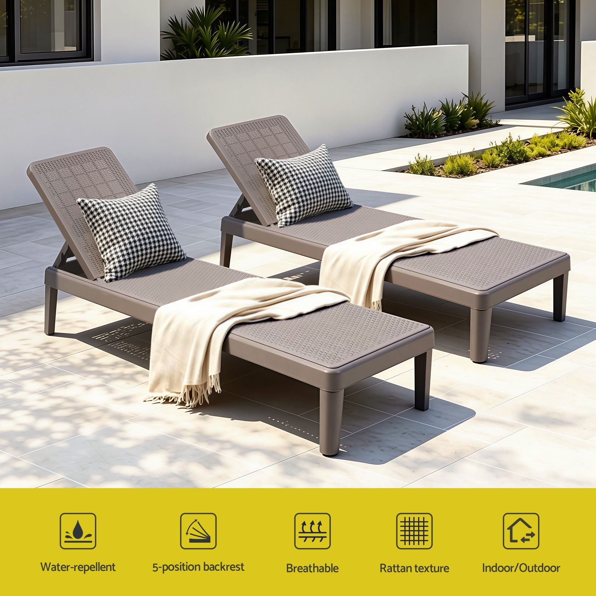 Gardeon Sun Lounge Adjustable Outdoor Lounger 190x56.5x83cm - Brown - Furniture > Outdoor > Outdoor Chairs - Rivercity House & Home Co. (ABN 18 642 972 209) - Affordable Modern Furniture Australia