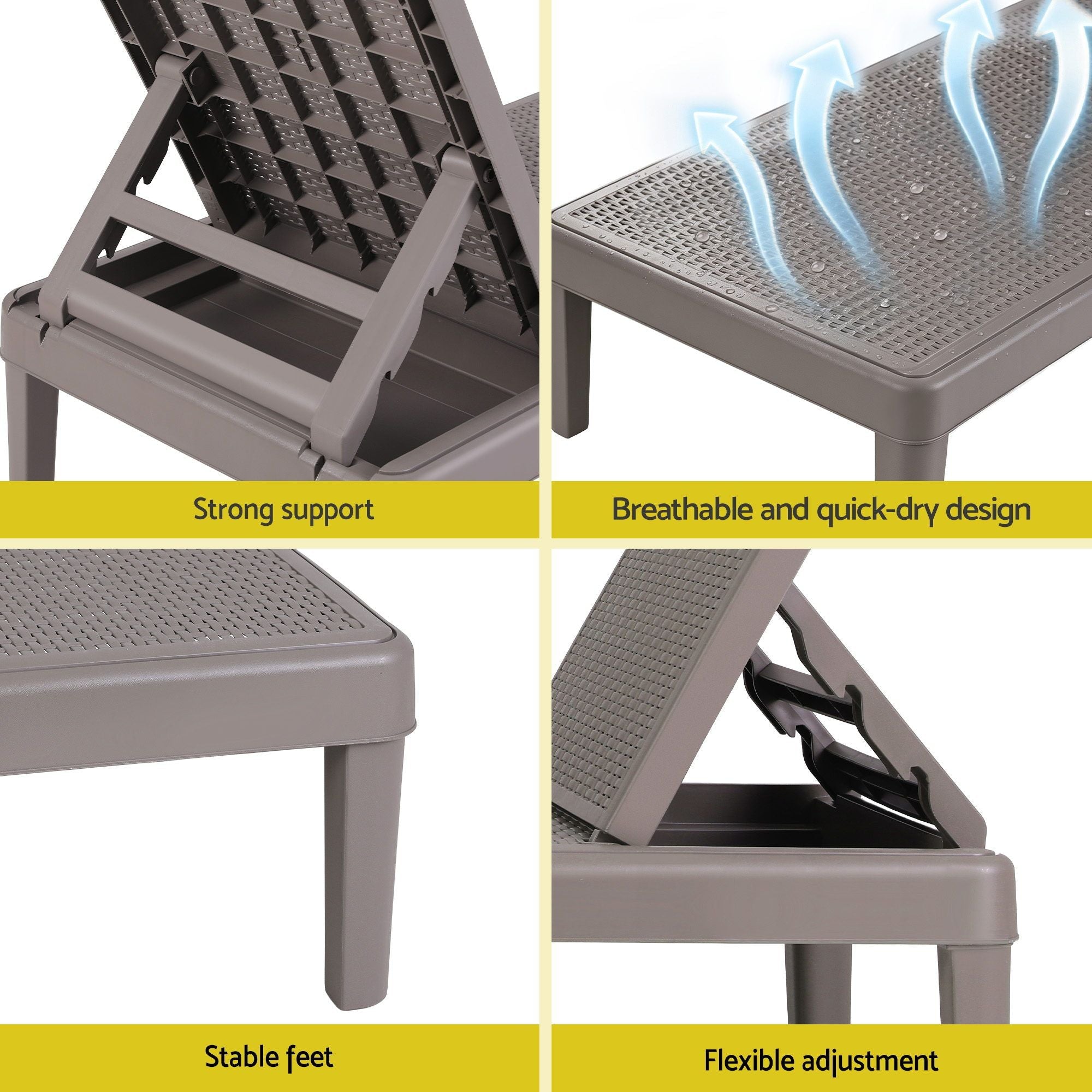 Gardeon Sun Lounge Adjustable Outdoor Lounger 190x56.5x83cm - Brown - Furniture > Outdoor > Outdoor Chairs - Rivercity House & Home Co. (ABN 18 642 972 209) - Affordable Modern Furniture Australia