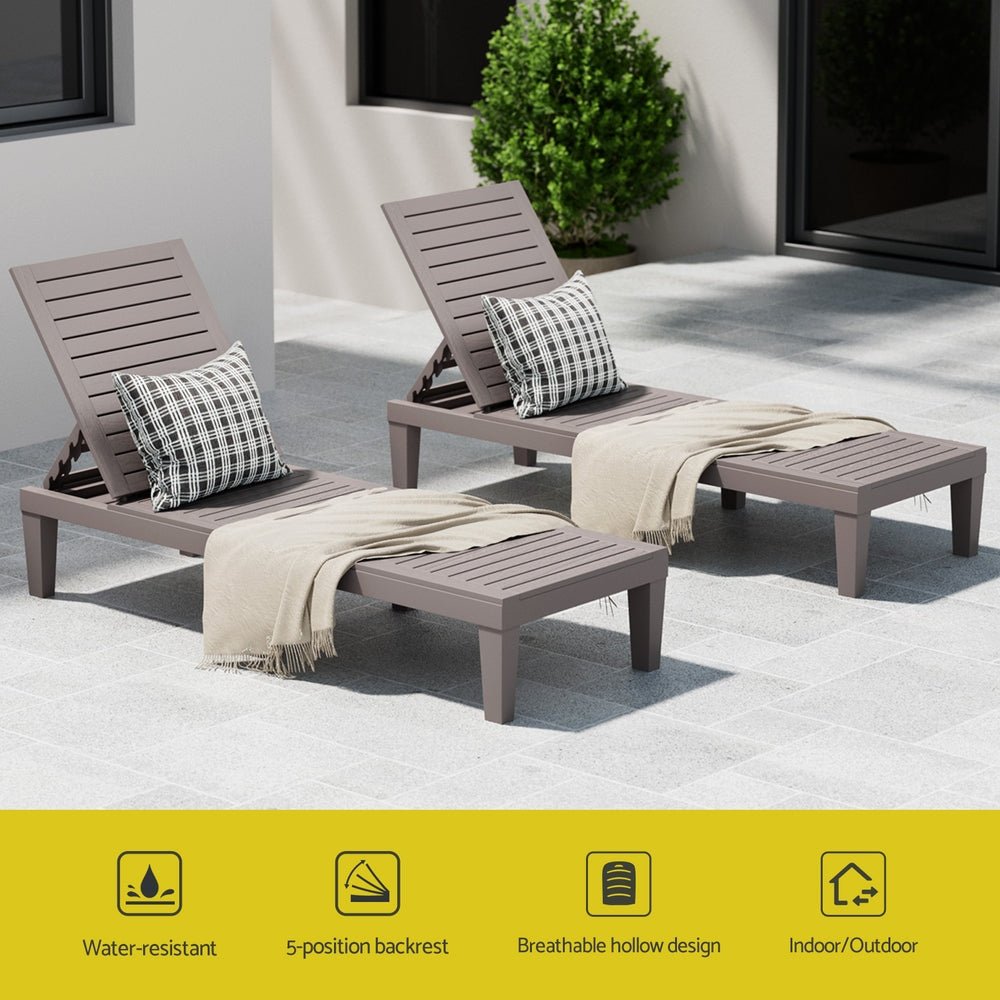Gardeon Sun Lounge Adjustable Recliner Patio Outdoor Furniture Lightweight Grey - Furniture > Outdoor > Outdoor Sofas & Lounge Sets - Rivercity House & Home Co. (ABN 18 642 972 209) - Affordable Modern Furniture Australia