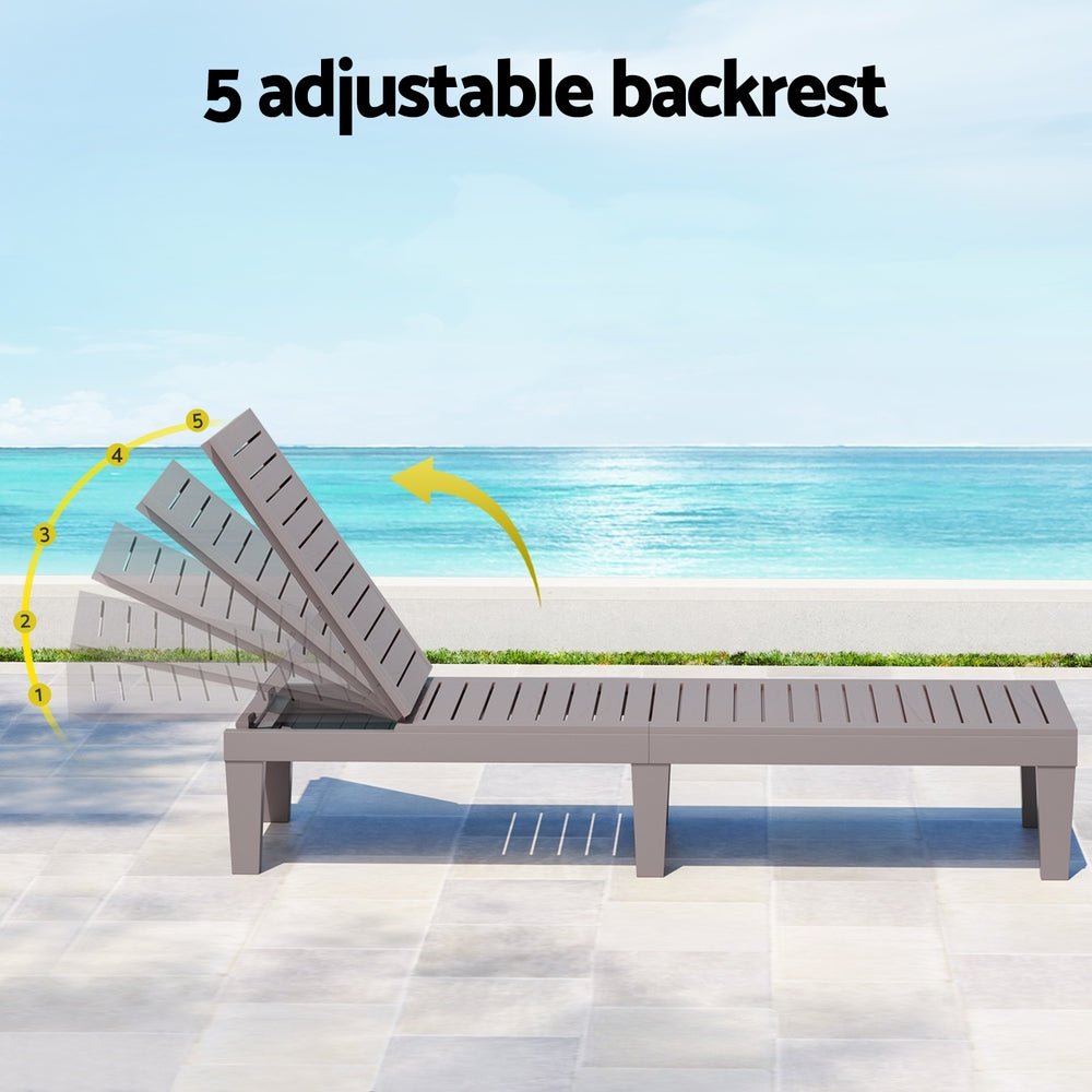 Gardeon Sun Lounge Adjustable Recliner Patio Outdoor Furniture Lightweight Grey - Furniture > Outdoor > Outdoor Sofas & Lounge Sets - Rivercity House & Home Co. (ABN 18 642 972 209) - Affordable Modern Furniture Australia