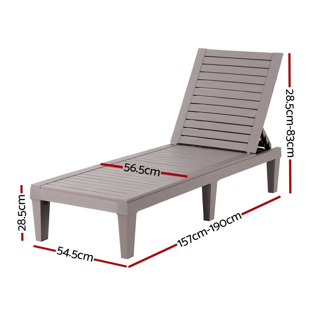 Gardeon Sun Lounge Adjustable Recliner Patio Outdoor Furniture Lightweight Grey - Furniture > Outdoor > Outdoor Sofas & Lounge Sets - Rivercity House & Home Co. (ABN 18 642 972 209) - Affordable Modern Furniture Australia