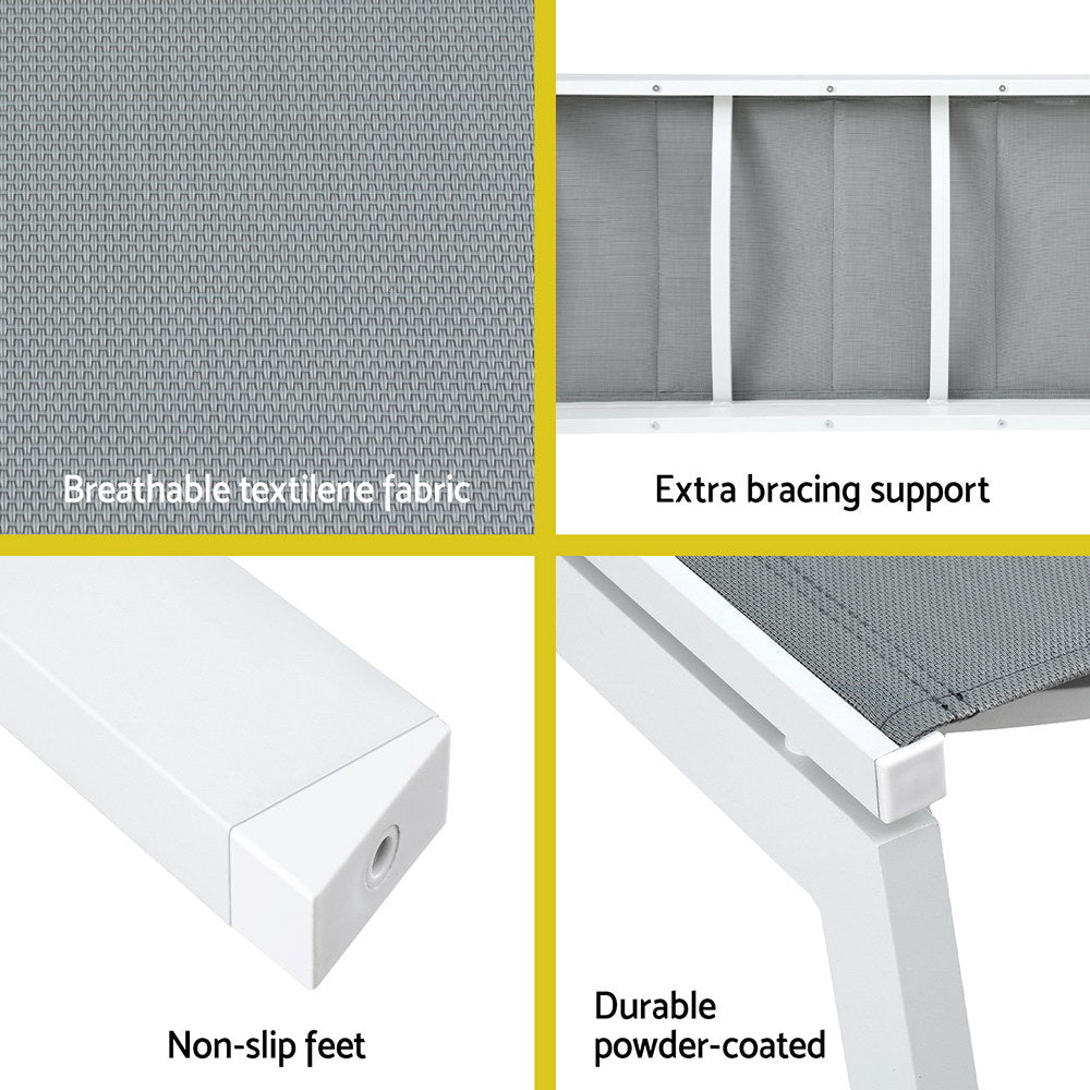 Gardeon Sun Lounger Chaise Lounge Wheels Patio Furniture Outdoor Setting White - Furniture > Outdoor > Outdoor Sofas & Lounge Sets - Rivercity House & Home Co. (ABN 18 642 972 209) - Affordable Modern Furniture Australia