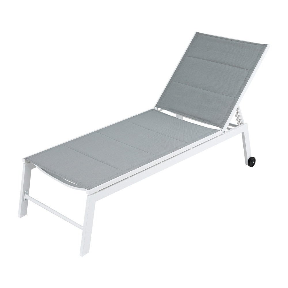 Gardeon Sun Lounger Chaise Lounge Wheels Patio Furniture Outdoor Setting White - Furniture > Outdoor > Outdoor Sofas & Lounge Sets - Rivercity House & Home Co. (ABN 18 642 972 209) - Affordable Modern Furniture Australia
