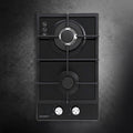 30cm 2 Burner Built-in Gas Cooktop with Wok Burner NG LPG - Black Glass