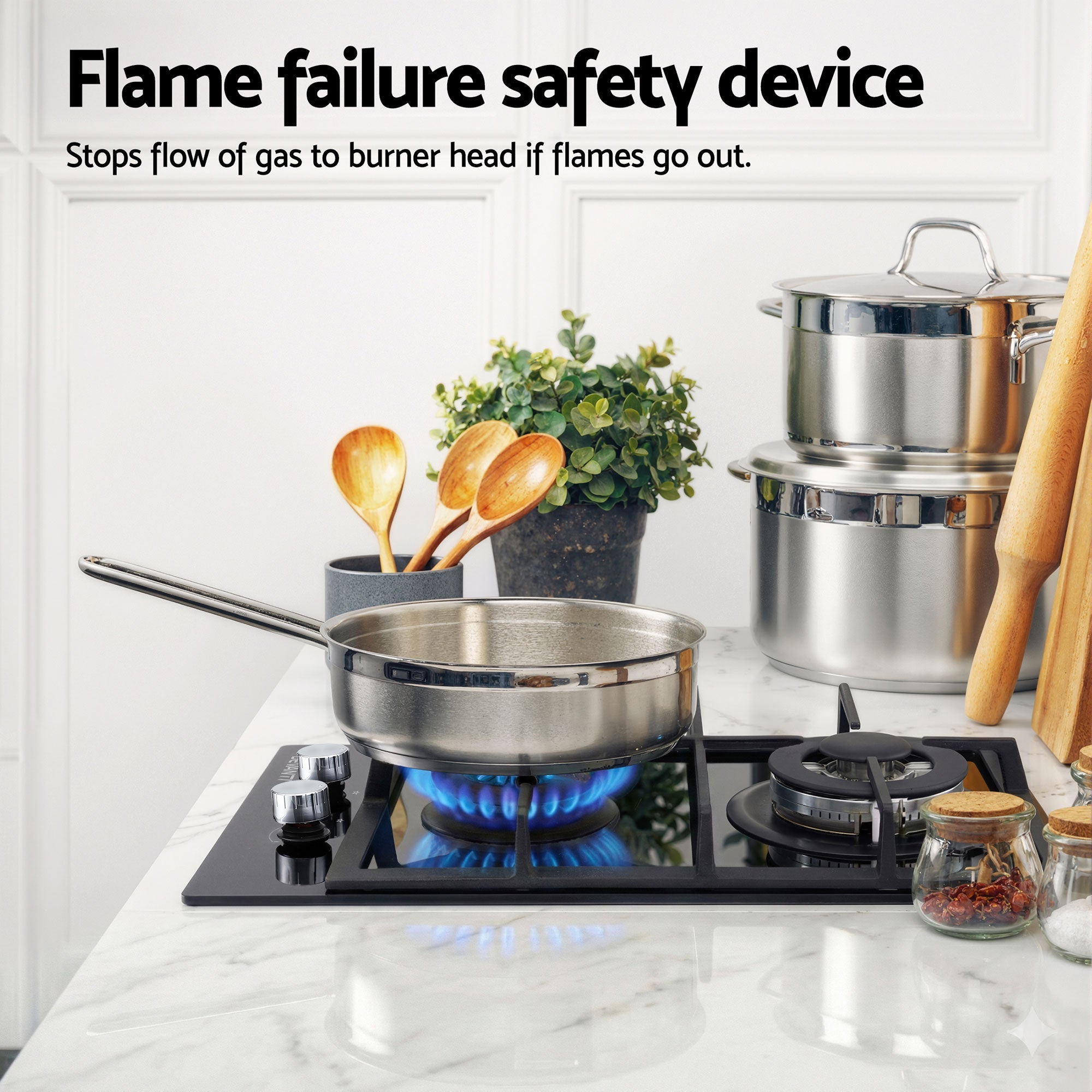 Gas Cooktop 30cm 2 Burner Built - in Stove Glass Cook Top NG LPG Wok Burner - Appliances > Kitchen Appliances > Cooktops & Stoves - Rivercity House & Home Co. (ABN 18 642 972 209) - Affordable Modern Furniture Australia