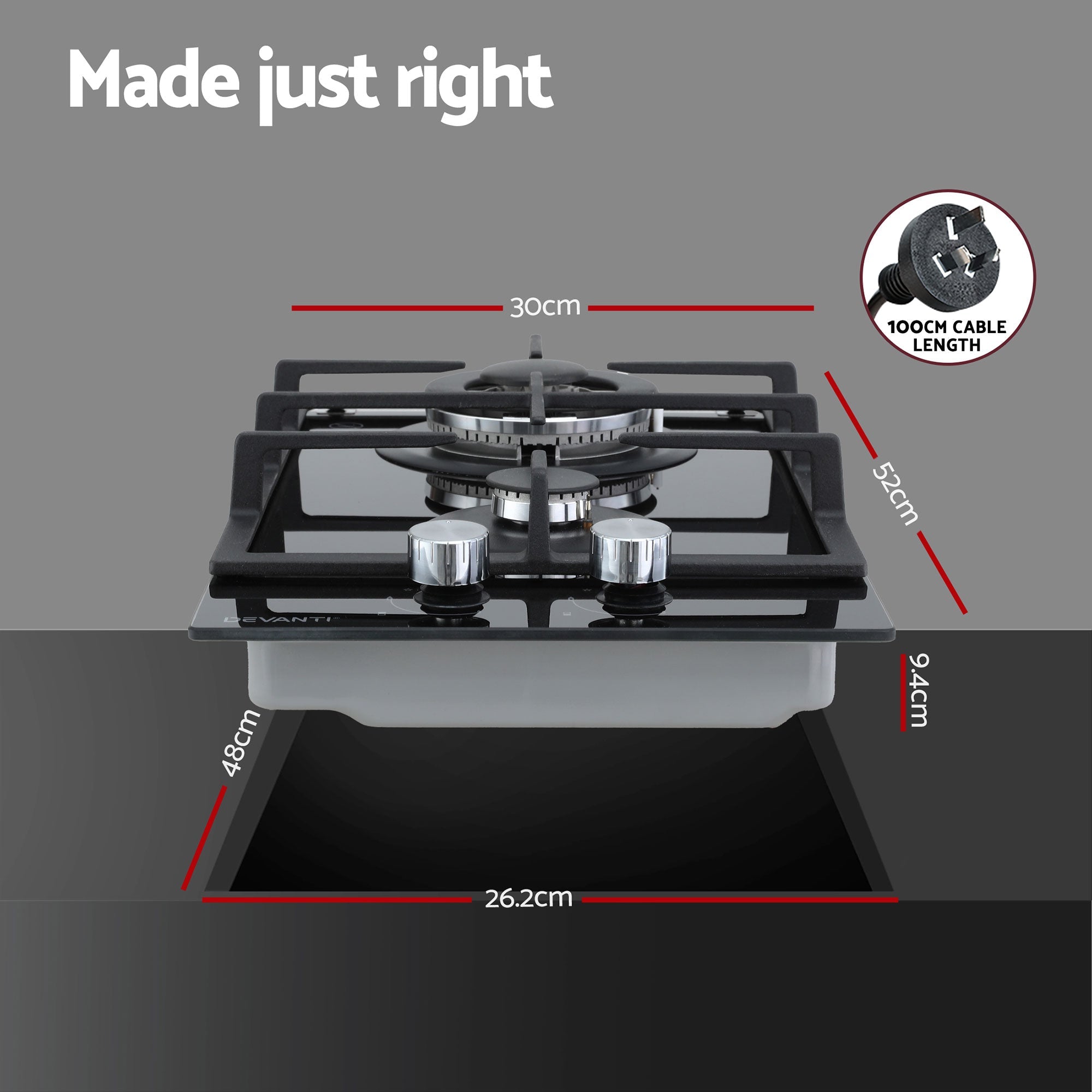 Gas Cooktop 30cm 2 Burner Built - in Stove Glass Cook Top NG LPG Wok Burner - Appliances > Kitchen Appliances > Cooktops & Stoves - Rivercity House & Home Co. (ABN 18 642 972 209) - Affordable Modern Furniture Australia