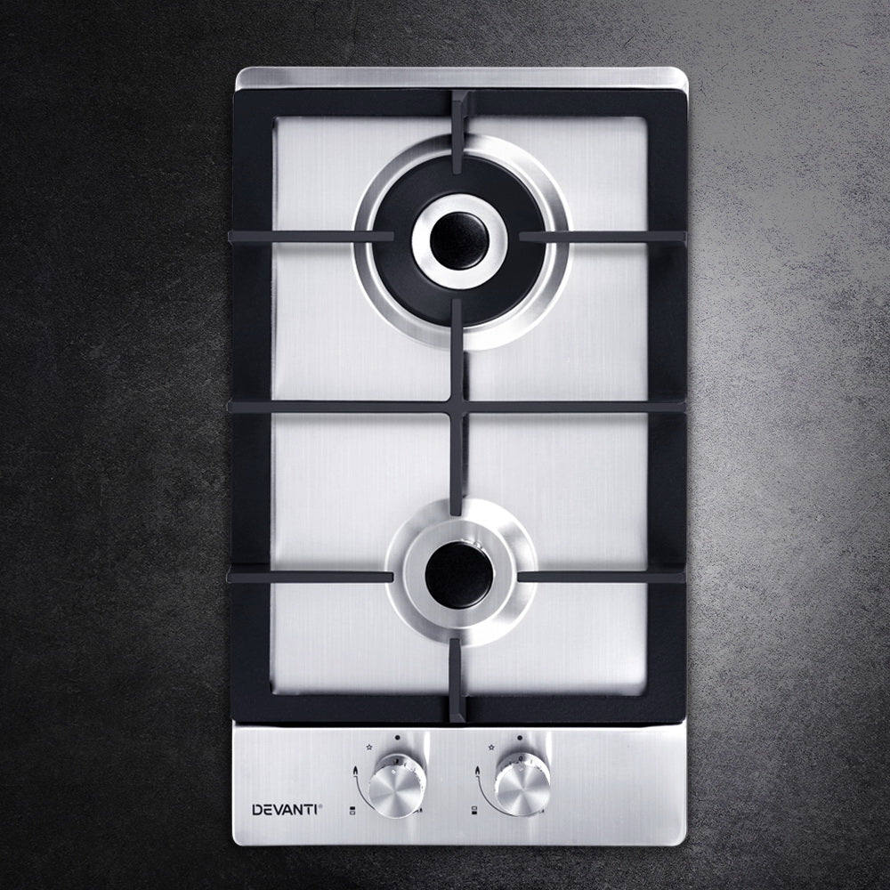 Gas Cooktop 30cm 2 Burner Silvir - Appliances > Kitchen Appliances > Cooktops & Stoves - Rivercity House & Home Co. (ABN 18 642 972 209) - Affordable Modern Furniture Australia