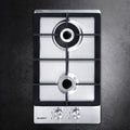 30cm 2 Burner Gas Cooktop with LPG Conversion Kit - Silver