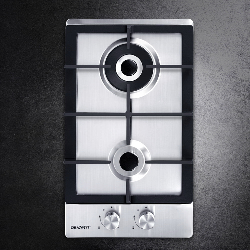 Gas Cooktop 30cm 2 Burner Silvir - Appliances > Kitchen Appliances > Cooktops & Stoves - Rivercity House & Home Co. (ABN 18 642 972 209) - Affordable Modern Furniture Australia