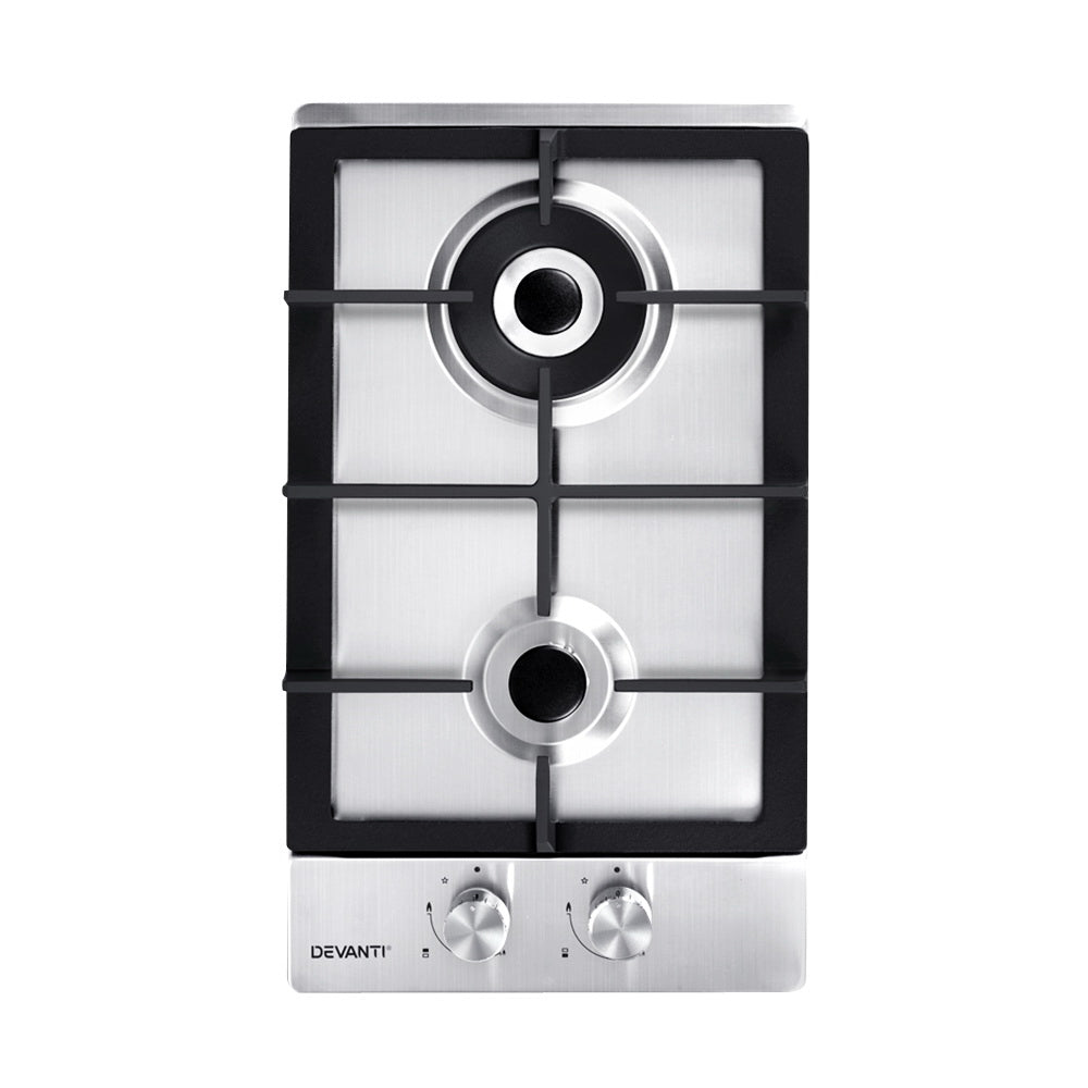 Gas Cooktop 30cm 2 Burner Silvir - Appliances > Kitchen Appliances > Cooktops & Stoves - Rivercity House & Home Co. (ABN 18 642 972 209) - Affordable Modern Furniture Australia