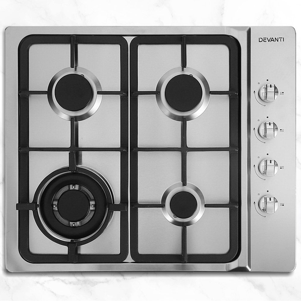Gas Cooktop 60cm Stove Hob Silvir - Appliances > Kitchen Appliances > Cooktops & Stoves - Rivercity House & Home Co. (ABN 18 642 972 209) - Affordable Modern Furniture Australia