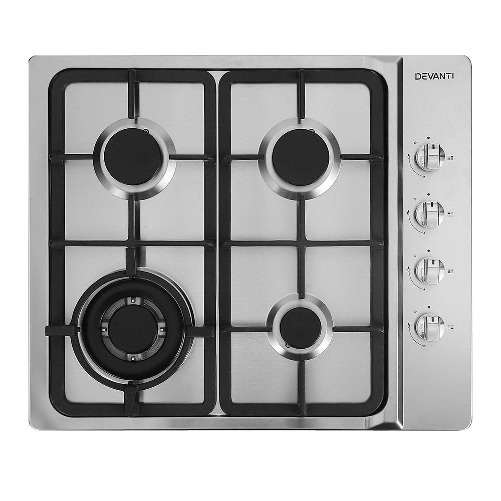Gas Cooktop 60cm Stove Hob Silvir - Appliances > Kitchen Appliances > Cooktops & Stoves - Rivercity House & Home Co. (ABN 18 642 972 209) - Affordable Modern Furniture Australia