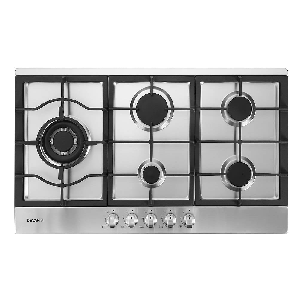 Gas Cooktop 90cm 5 Burner Silvir - Appliances > Kitchen Appliances > Cooktops & Stoves - Rivercity House & Home Co. (ABN 18 642 972 209) - Affordable Modern Furniture Australia