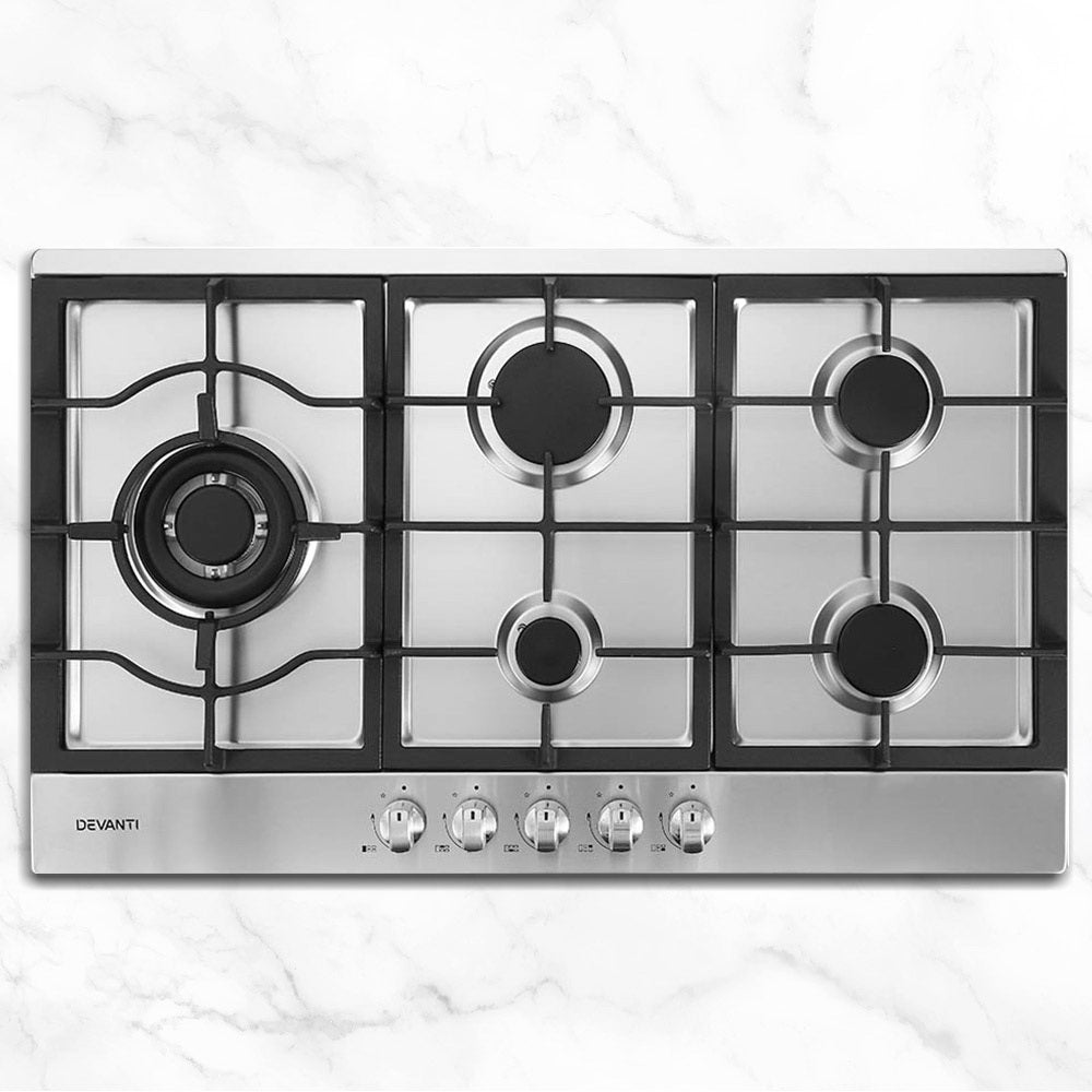 Gas Cooktop 90cm 5 Burner Silvir - Appliances > Kitchen Appliances > Cooktops & Stoves - Rivercity House & Home Co. (ABN 18 642 972 209) - Affordable Modern Furniture Australia