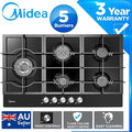 90cm Gas Glass Cooktop with 5 Burners - Black