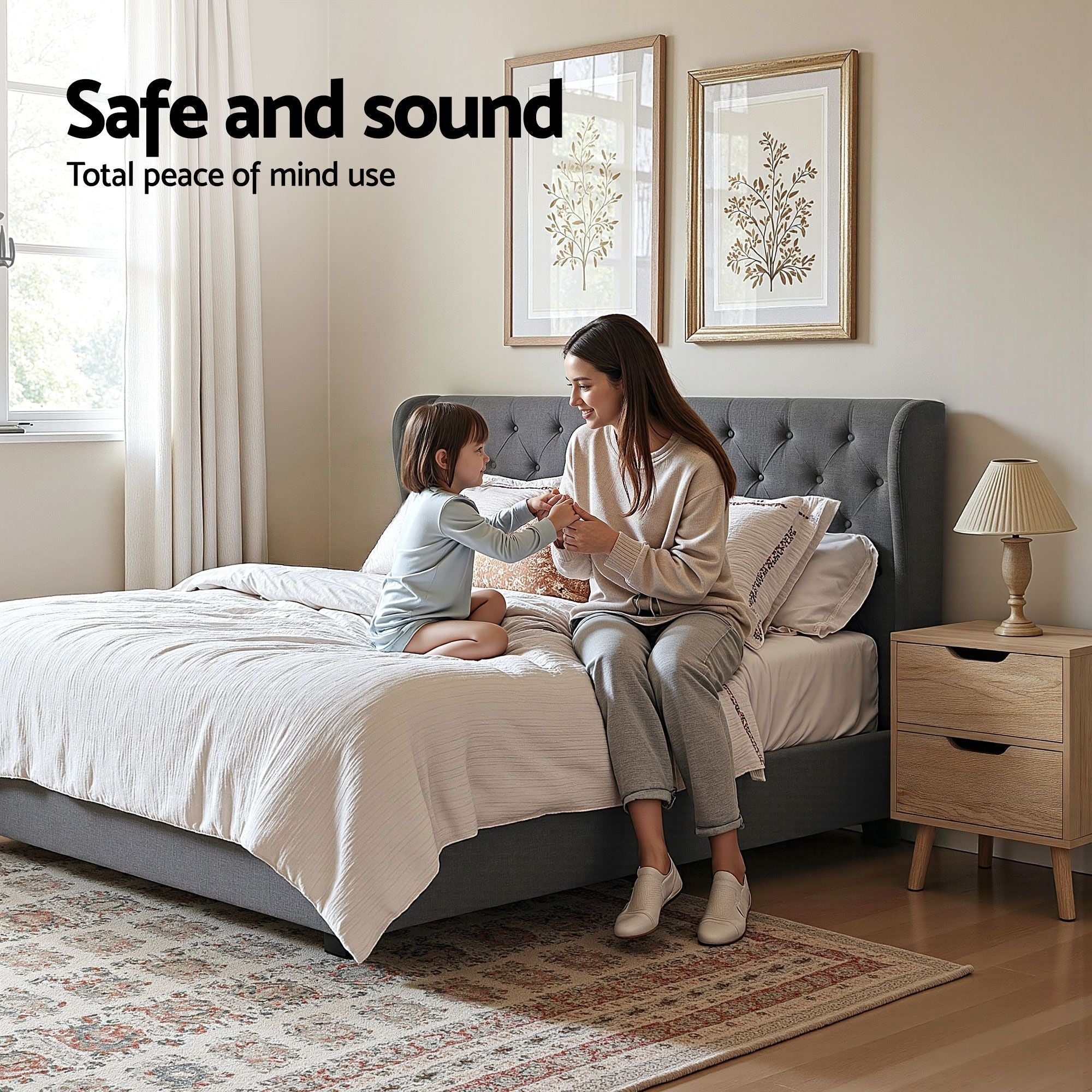 Gas Lift Queen Bed Frame and Bedside Table Set 2 Drawer Nightstand Bedroom Furniture Bundle - Furniture > Bedroom > Beds & Bed Frames - Rivercity House & Home Co. (ABN 18 642 972 209) - Affordable Modern Furniture Australia
