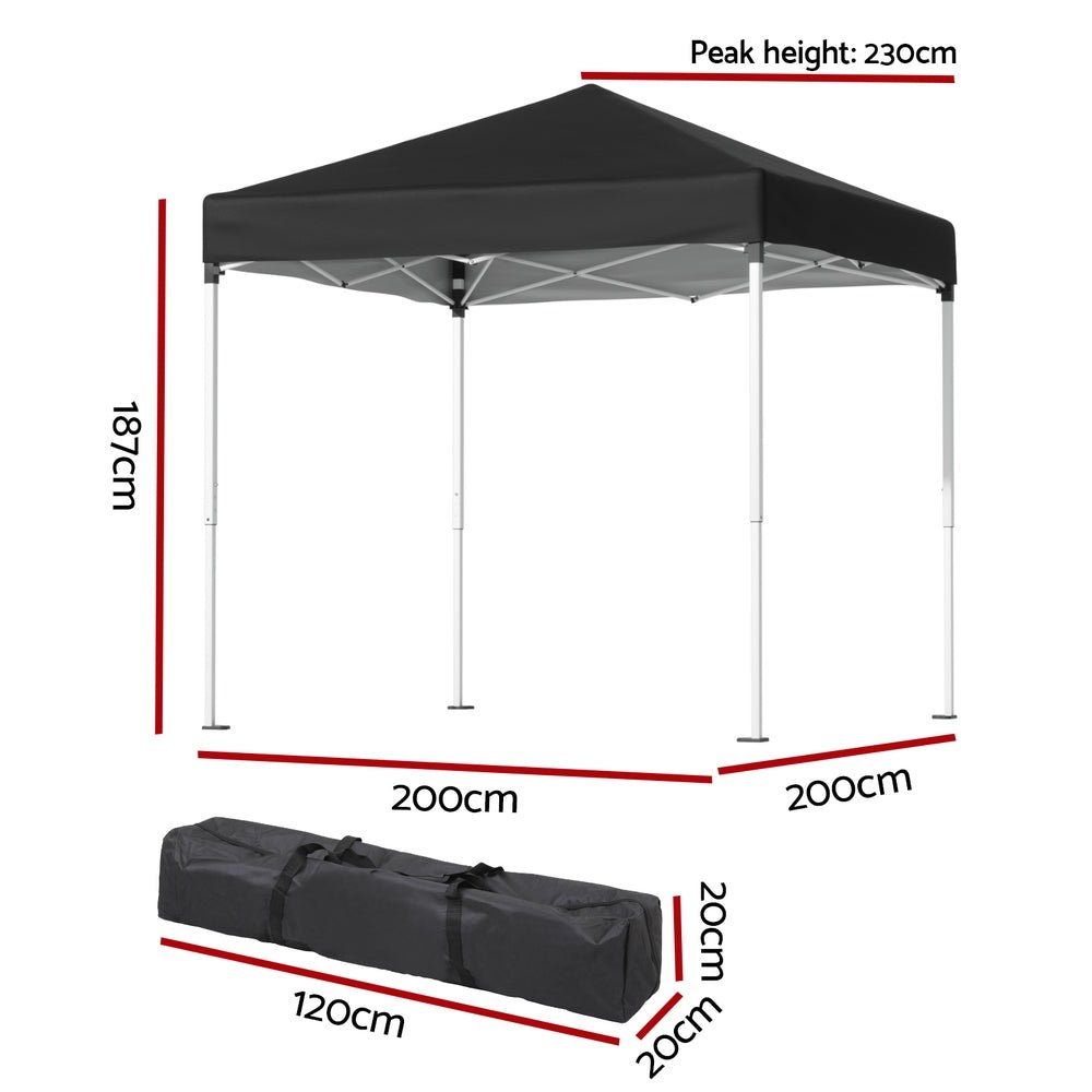 Gazebo 2x2m Outdoor Patio Garden Marquee Shade Black - Home & Garden > Shading > Canopies & Gazebos - Rivercity House & Home Co. (ABN 18 642 972 209) - Affordable Modern Furniture Australia