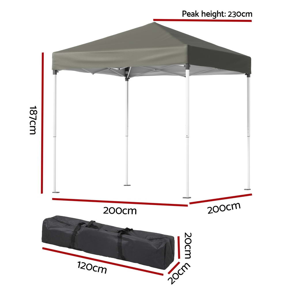 Gazebo 2x2m Outdoor Patio Garden Marquee Shade Grey - Home & Garden > Shading > Canopies & Gazebos - Rivercity House & Home Co. (ABN 18 642 972 209) - Affordable Modern Furniture Australia