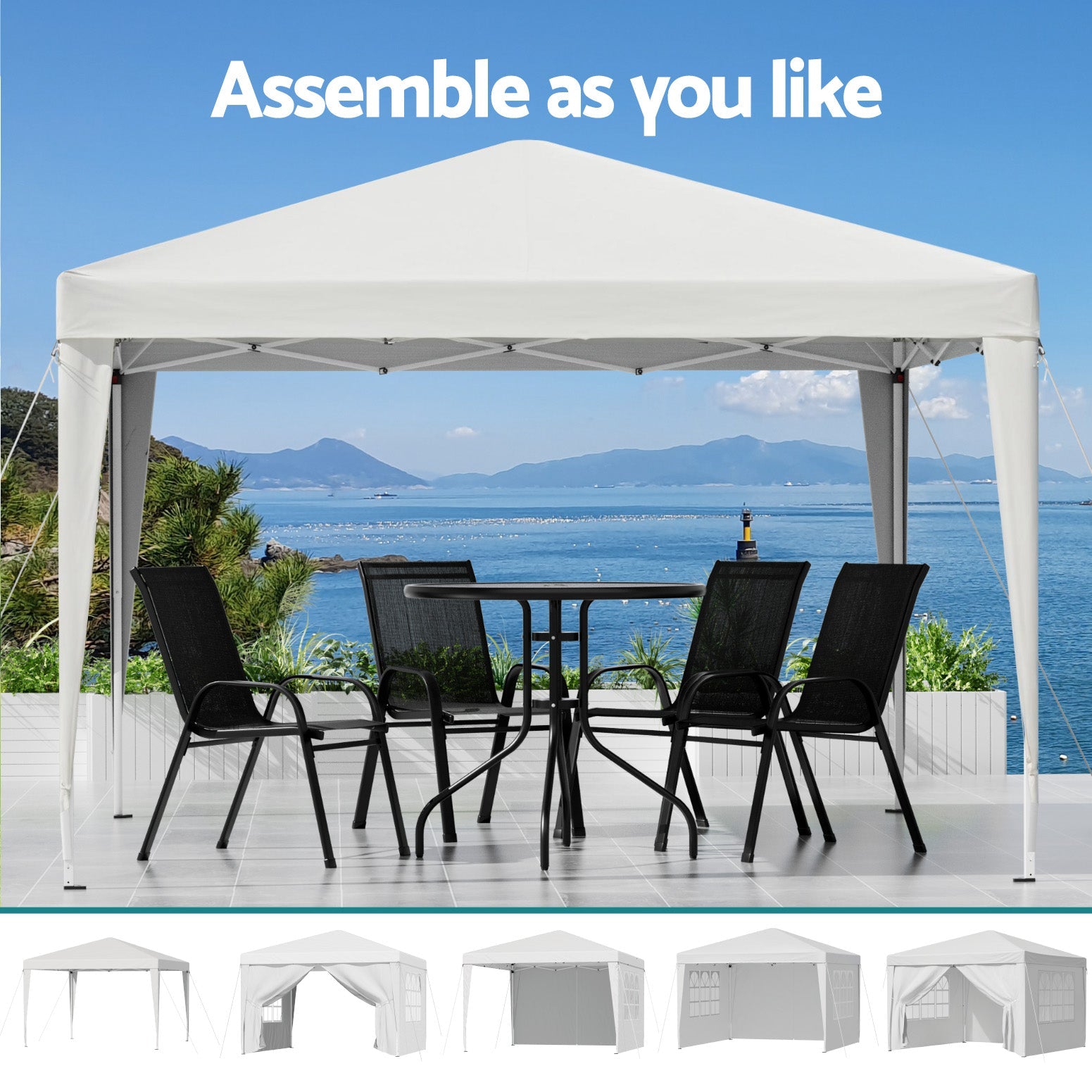 Gazebo 3x3 Pop Up Marquee Folding Tent Wedding Gazebos Camping Outdoor Canopy White - Home & Garden > Shading > Canopies & Gazebos - Rivercity House & Home Co. (ABN 18 642 972 209) - Affordable Modern Furniture Australia