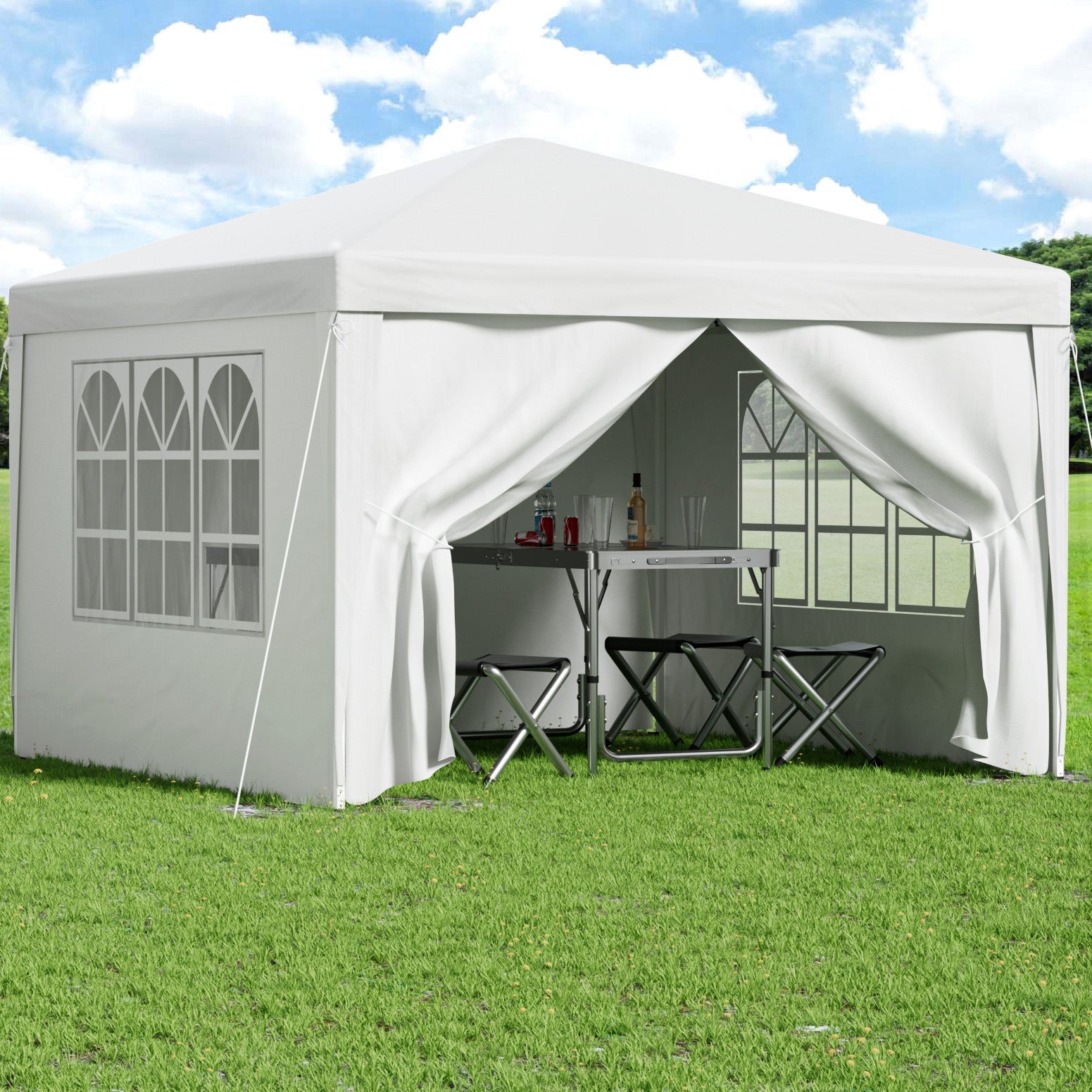 Gazebo 3x3 Pop Up Marquee Folding Tent Wedding Gazebos Camping Outdoor Canopy White - Home & Garden > Shading > Canopies & Gazebos - Rivercity House & Home Co. (ABN 18 642 972 209) - Affordable Modern Furniture Australia