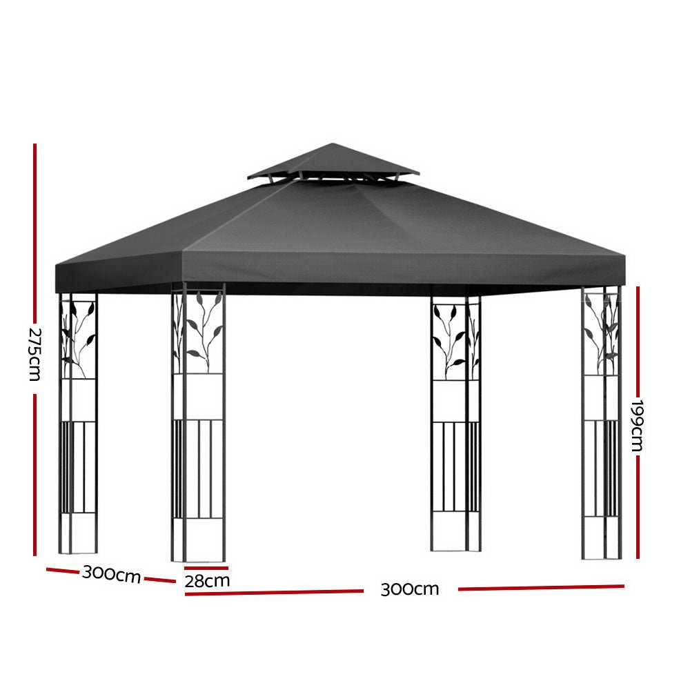 Gazebo 3x3m Marquee Outdoor Wedding Party Event Tent Home Iron Art Shade Grey - Home & Garden > Shading > Canopies & Gazebos - Rivercity House & Home Co. (ABN 18 642 972 209) - Affordable Modern Furniture Australia