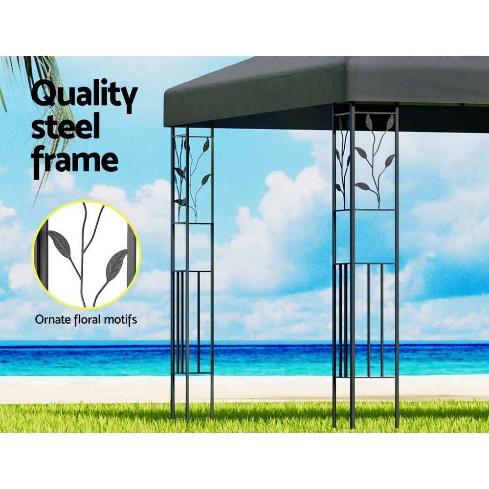 Gazebo 3x3m Marquee Outdoor Wedding Party Event Tent Home Iron Art Shade Grey - Home & Garden > Shading > Canopies & Gazebos - Rivercity House & Home Co. (ABN 18 642 972 209) - Affordable Modern Furniture Australia
