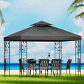 3x3m Iron Art Outdoor Gazebo Marquee Tent with Floral Design - Grey