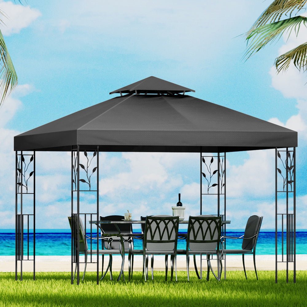 Gazebo 3x3m Marquee Outdoor Wedding Party Event Tent Home Iron Art Shade Grey - Home & Garden > Shading > Canopies & Gazebos - Rivercity House & Home Co. (ABN 18 642 972 209) - Affordable Modern Furniture Australia