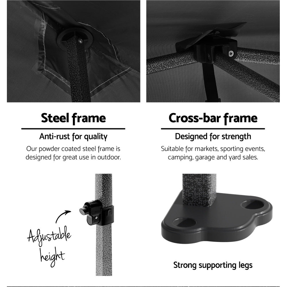 Gazebo 3x6 Pop Up Marquee Folding Tent Wedding Gazebos Camping Outdoor Shade Canopy Black - Home & Garden > Shading > Canopies & Gazebos - Rivercity House & Home Co. (ABN 18 642 972 209) - Affordable Modern Furniture Australia