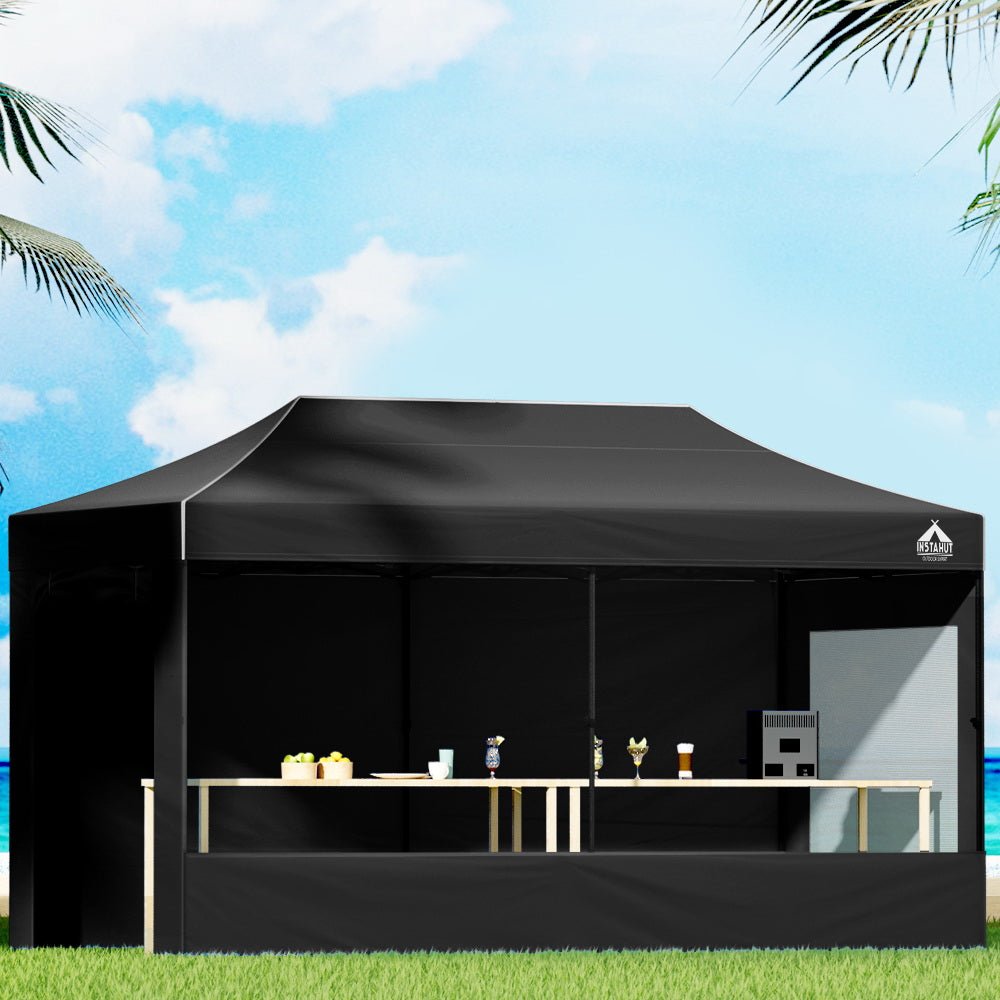 Gazebo 3x6 Pop Up Marquee Folding Tent Wedding Gazebos Camping Outdoor Shade Canopy Black - Home & Garden > Shading > Canopies & Gazebos - Rivercity House & Home Co. (ABN 18 642 972 209) - Affordable Modern Furniture Australia