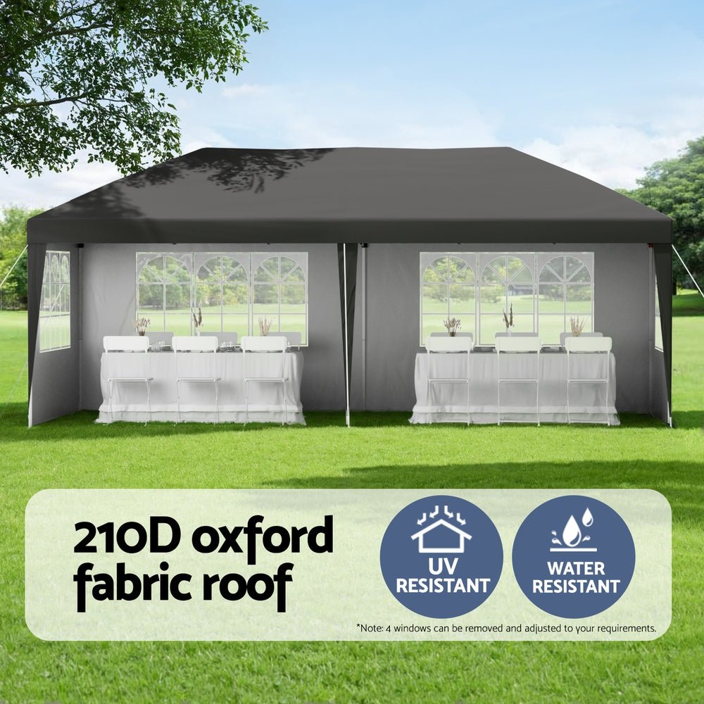 Gazebo 3x6m Pop Up Marquee Wedding Party Outdoor Camping Canopy Grey - Home & Garden > Shading > Canopies & Gazebos - Rivercity House & Home Co. (ABN 18 642 972 209) - Affordable Modern Furniture Australia