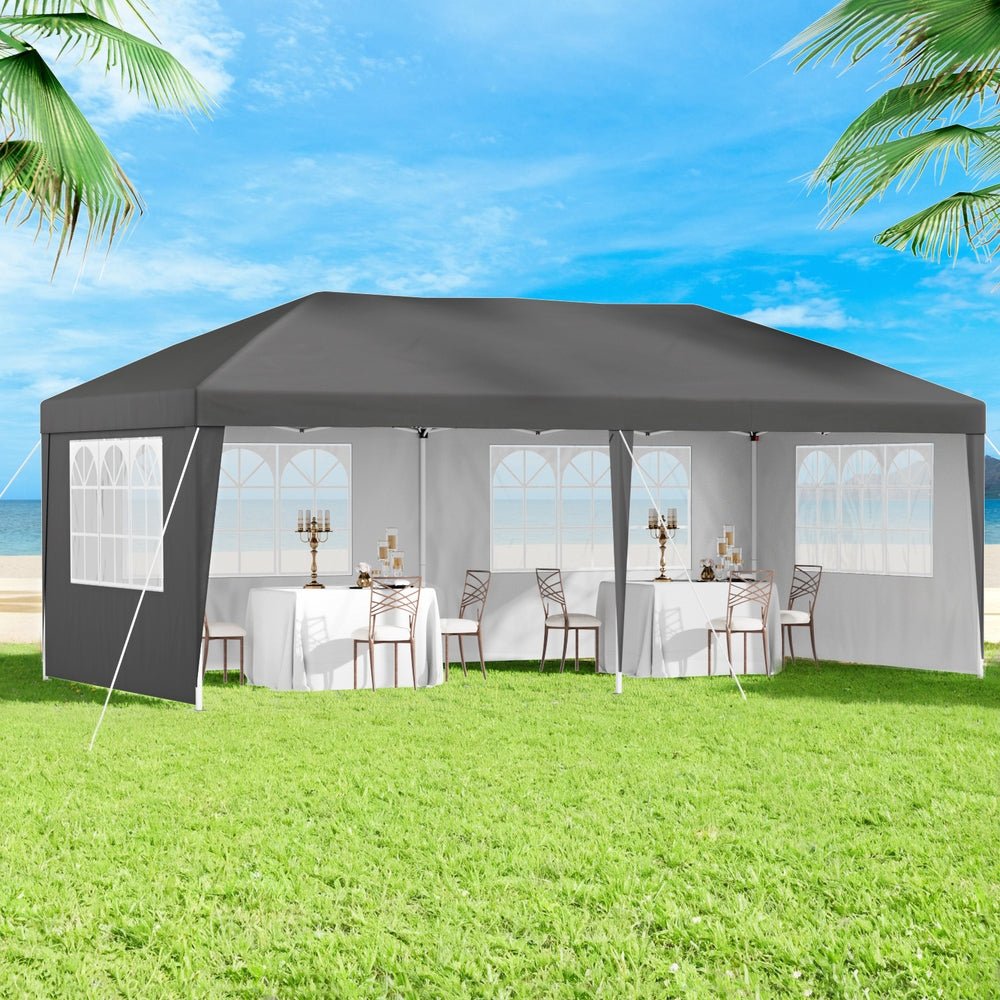 Gazebo 3x6m Pop Up Marquee Wedding Party Outdoor Camping Canopy Grey - Home & Garden > Shading > Canopies & Gazebos - Rivercity House & Home Co. (ABN 18 642 972 209) - Affordable Modern Furniture Australia