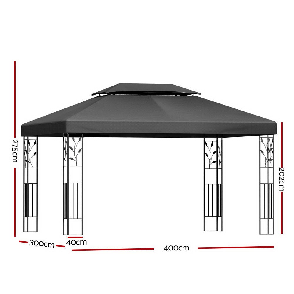 Gazebo 4x3m Marquee Outdoor Wedding Party Event Tent Home Iron Art Shade Grey - Home & Garden > Shading > Canopies & Gazebos - Rivercity House & Home Co. (ABN 18 642 972 209) - Affordable Modern Furniture Australia