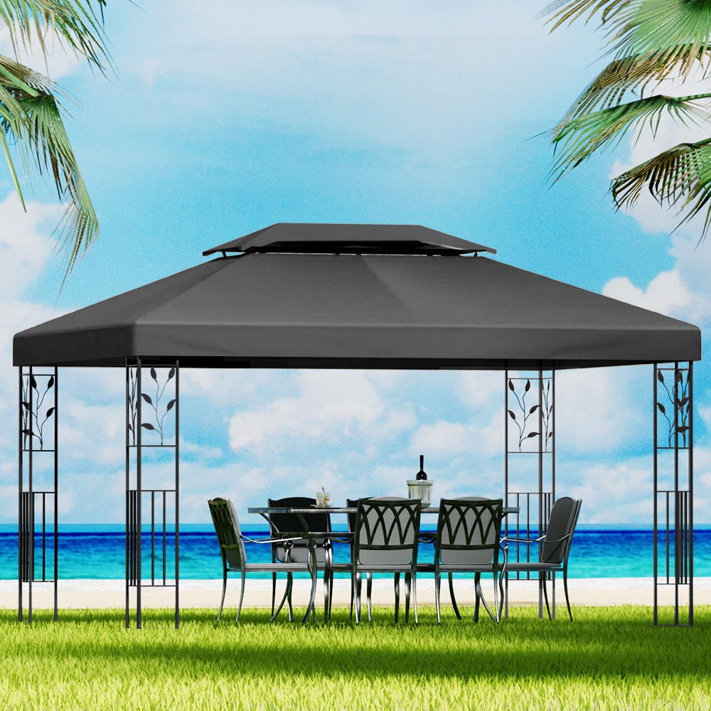 Gazebo 4x3m Marquee Outdoor Wedding Party Event Tent Home Iron Art Shade Grey - Home & Garden > Shading > Canopies & Gazebos - Rivercity House & Home Co. (ABN 18 642 972 209) - Affordable Modern Furniture Australia