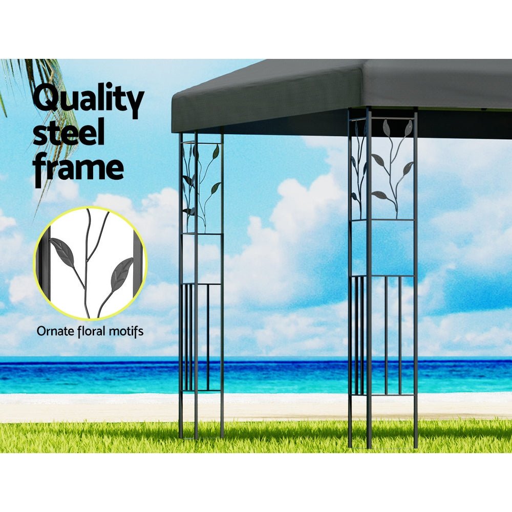 Gazebo 4x3m Marquee Outdoor Wedding Party Event Tent Home Iron Art Shade Grey - Home & Garden > Shading > Canopies & Gazebos - Rivercity House & Home Co. (ABN 18 642 972 209) - Affordable Modern Furniture Australia