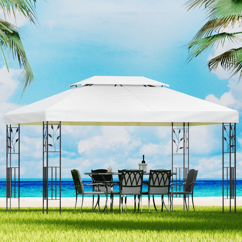 Gazebo 4x3m Marquee Outdoor Wedding Party Event Tent Home Iron Art Shade White - Home & Garden > Shading > Canopies & Gazebos - Rivercity House & Home Co. (ABN 18 642 972 209) - Affordable Modern Furniture Australia