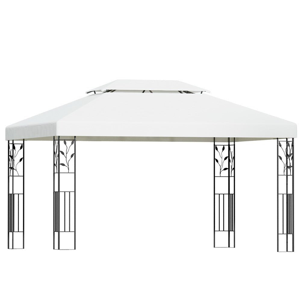 Gazebo 4x3m Marquee Outdoor Wedding Party Event Tent Home Iron Art Shade White - Home & Garden > Shading > Canopies & Gazebos - Rivercity House & Home Co. (ABN 18 642 972 209) - Affordable Modern Furniture Australia
