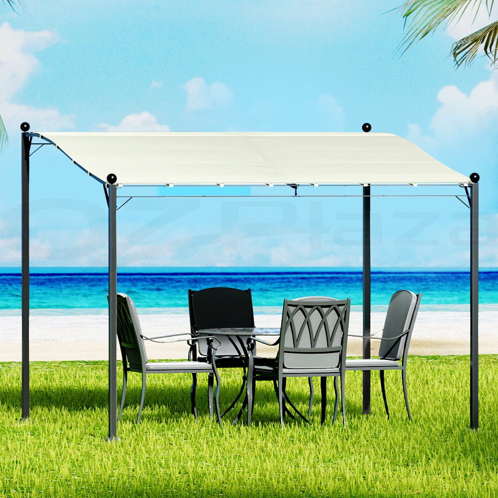 Gazebo Marquee 3m Outdoor Event Wedding Tent Camping Party Shade Iron Art Canopy Beige - Home & Garden > Shading > Canopies & Gazebos - Rivercity House & Home Co. (ABN 18 642 972 209) - Affordable Modern Furniture Australia