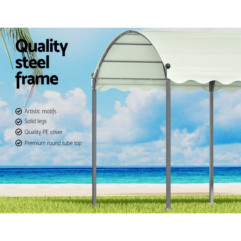 Gazebo Marquee 4x3m Outdoor Event Wedding Tent Camping Party Shade Iron Art Canopy Beige - Home & Garden > Shading > Canopies & Gazebos - Rivercity House & Home Co. (ABN 18 642 972 209) - Affordable Modern Furniture Australia