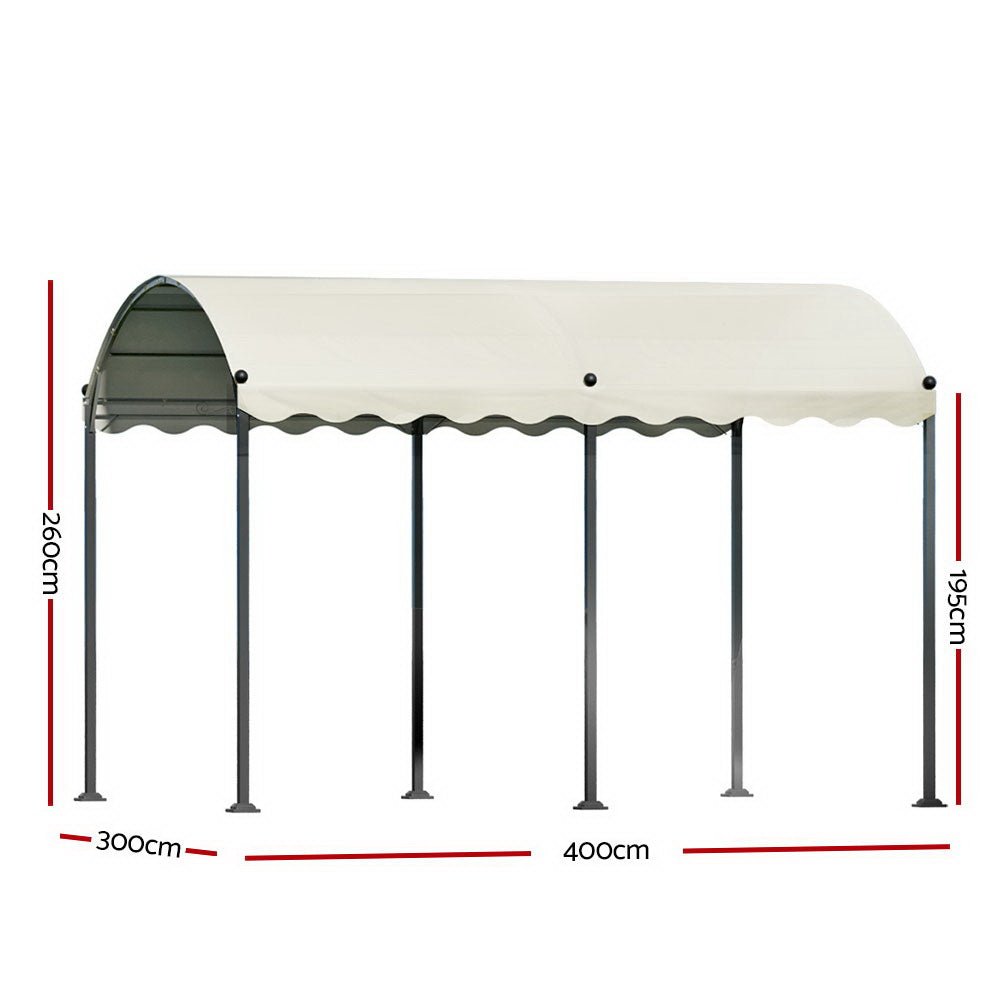 Gazebo Marquee 4x3m Outdoor Event Wedding Tent Camping Party Shade Iron Art Canopy Beige - Home & Garden > Shading > Canopies & Gazebos - Rivercity House & Home Co. (ABN 18 642 972 209) - Affordable Modern Furniture Australia