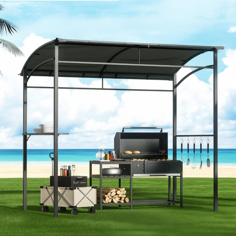 Gazebo Outdoor BBQ Grill Patio Garden Marquee Shade Shelter Shelf Hooks Grey - Home & Garden > Shading > Canopies & Gazebos - Rivercity House & Home Co. (ABN 18 642 972 209) - Affordable Modern Furniture Australia