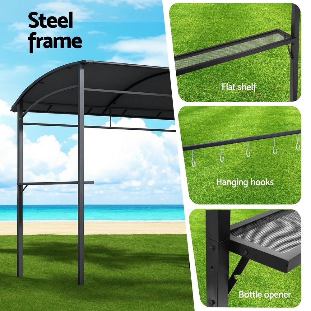 Gazebo Outdoor BBQ Grill Patio Garden Marquee Shade Shelter Shelf Hooks Grey - Home & Garden > Shading > Canopies & Gazebos - Rivercity House & Home Co. (ABN 18 642 972 209) - Affordable Modern Furniture Australia
