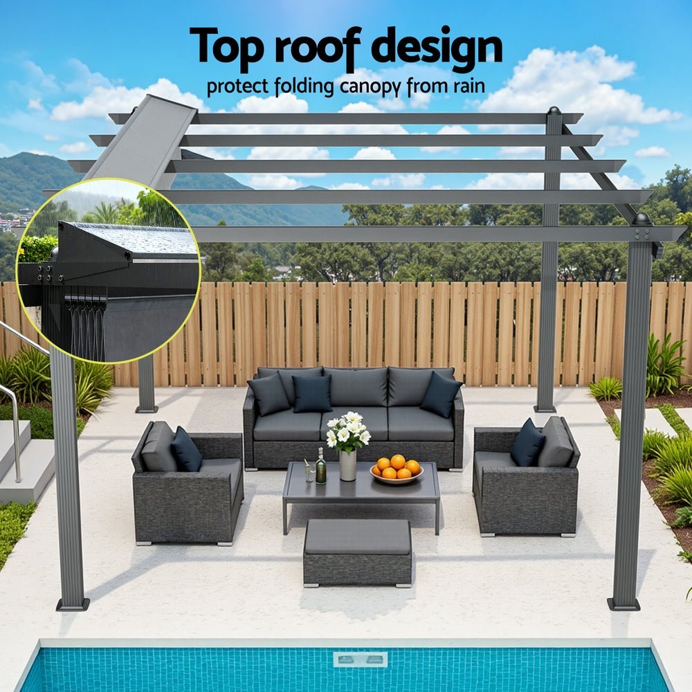 Gazebo Outdoor Garden Pergola Aluminium Frame Adjustable Canopy 3x4m Grey - Home & Garden > Shading > Canopies & Gazebos - Rivercity House & Home Co. (ABN 18 642 972 209) - Affordable Modern Furniture Australia