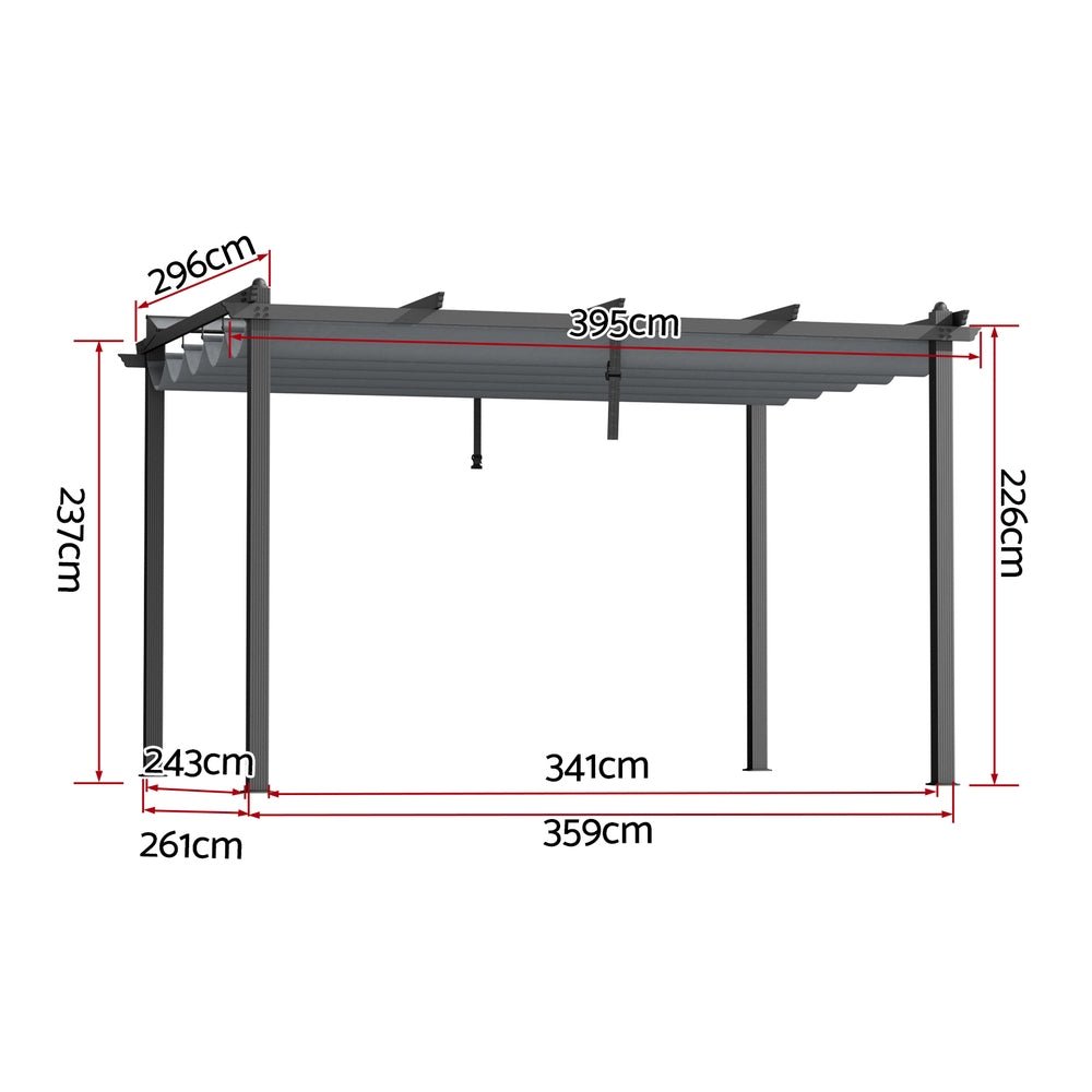 Gazebo Outdoor Garden Pergola Aluminium Frame Adjustable Canopy 3x4m Grey - Home & Garden > Shading > Canopies & Gazebos - Rivercity House & Home Co. (ABN 18 642 972 209) - Affordable Modern Furniture Australia