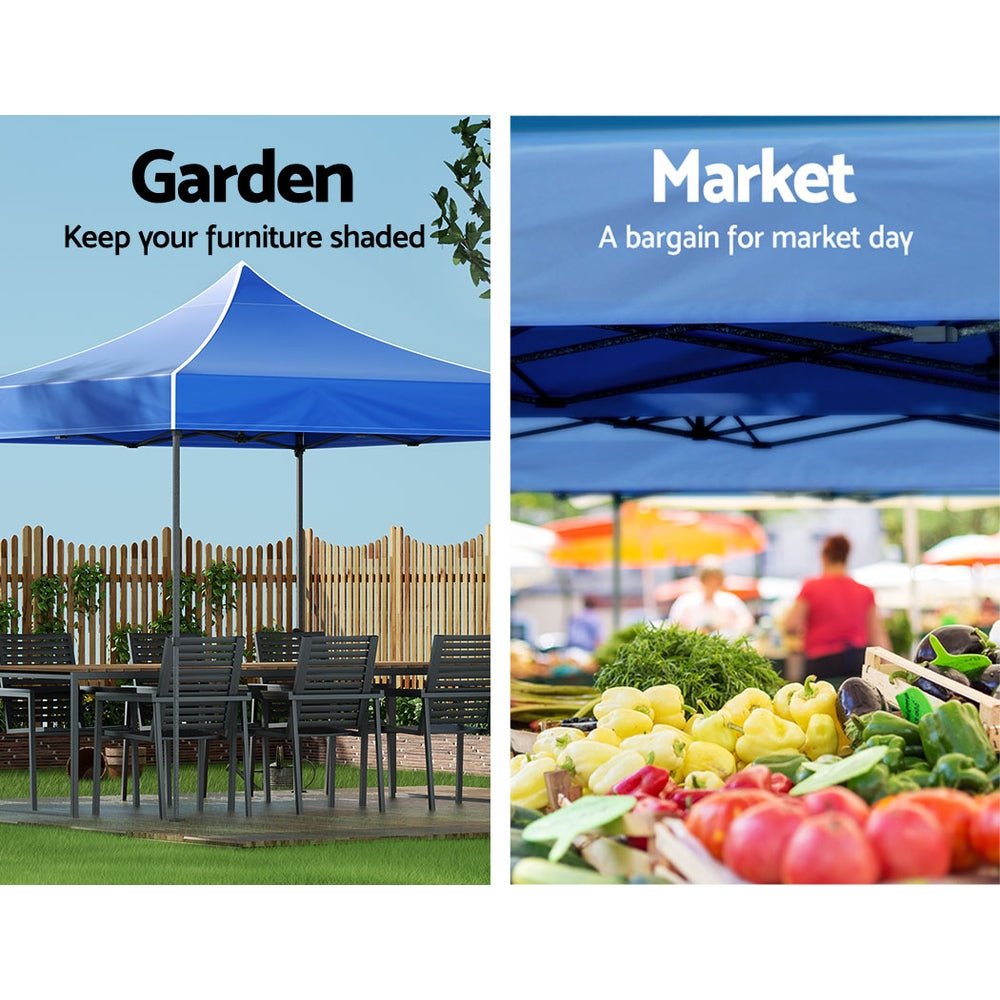Gazebo Pop Up Marquee 3x3 Folding Tent Outdoor Camping 500D Oxford Blue - Home & Garden > Shading > Canopies & Gazebos - Rivercity House & Home Co. (ABN 18 642 972 209) - Affordable Modern Furniture Australia