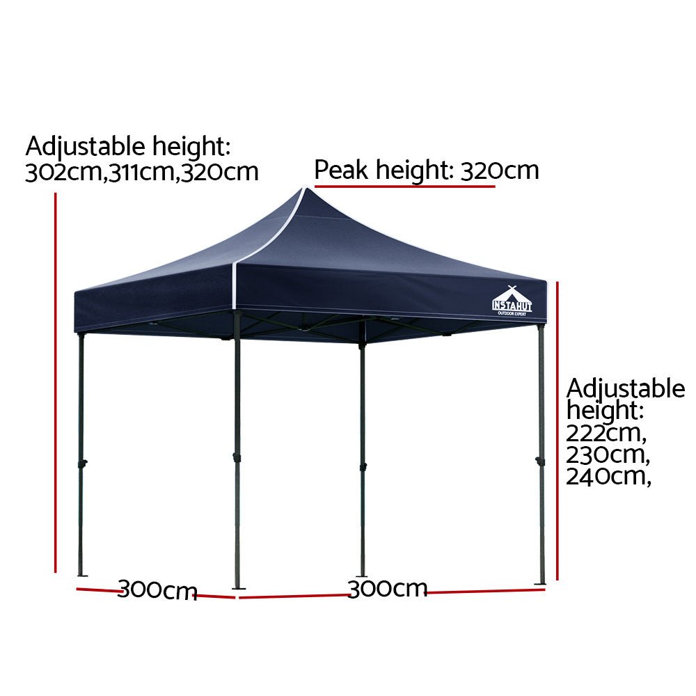 Gazebo Pop Up Marquee 3x3m Folding Tent Wedding Outdoor Camping Canopy Gazebos Shade Navy - Home & Garden > Shading > Canopies & Gazebos - Rivercity House & Home Co. (ABN 18 642 972 209) - Affordable Modern Furniture Australia