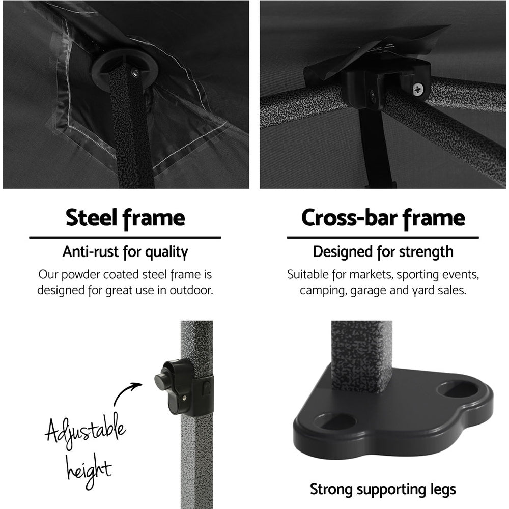 Gazebo Pop Up Marquee 3x4.5 Folding 500D Wedding Tent Base Pod Black - Home & Garden > Shading > Canopies & Gazebos - Rivercity House & Home Co. (ABN 18 642 972 209) - Affordable Modern Furniture Australia