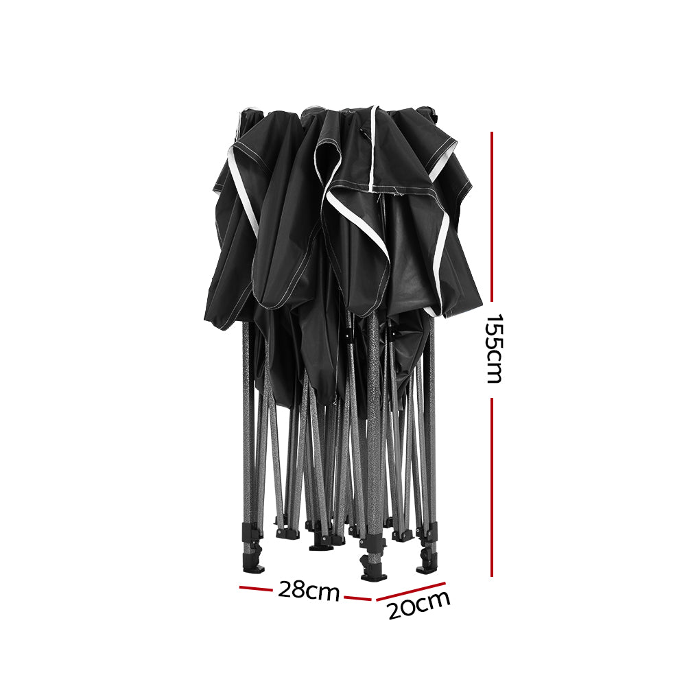 Gazebo Pop Up Marquee 3x4.5 Folding 500D Wedding Tent Base Pod Black - Home & Garden > Shading > Canopies & Gazebos - Rivercity House & Home Co. (ABN 18 642 972 209) - Affordable Modern Furniture Australia