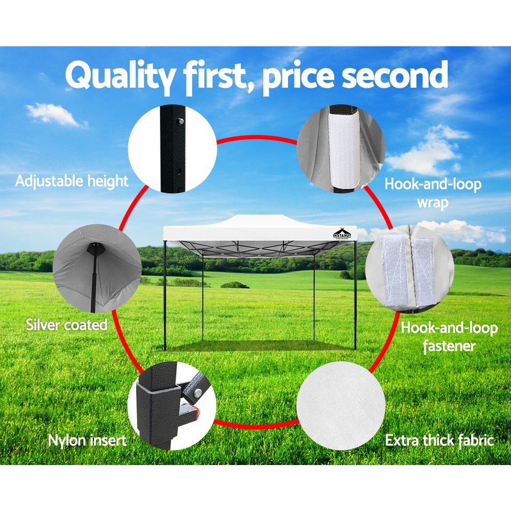 Gazebo Pop Up Marquee 3x4.5 Folding Tent 500D Oxford Fabric White - Home & Garden > Shading > Canopies & Gazebos - Rivercity House & Home Co. (ABN 18 642 972 209) - Affordable Modern Furniture Australia